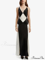 Black Ivory Stylish Contrast Maxi Dress image 2