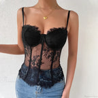 Black Lace Eyelash See-through Fishbone Bustier image 6