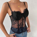 Black Lace Eyelash See-through Fishbone Bustier image 4