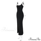 Black Lace Patchwork Charming Maxi Slit Dress image 5