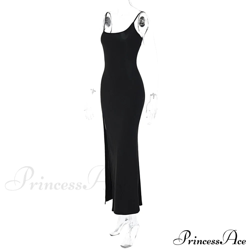 Black Lace Patchwork Charming Maxi Slit Dress image 5