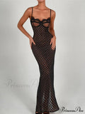 Black Lace Stylish Layered Maxi Dress image 1
