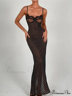 Black Lace Stylish Layered Maxi Dress image 1