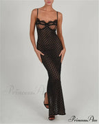 Black Lace Stylish Layered Maxi Dress image 4