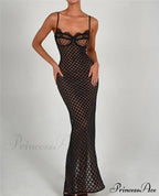 Black Lace Stylish Layered Maxi Dress image 7
