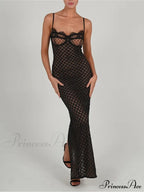 Black Lace Stylish Layered Maxi Dress image 2