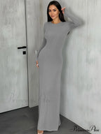 Black Maxi Dress with Long Sleeves and Sleek Silhouette image 2