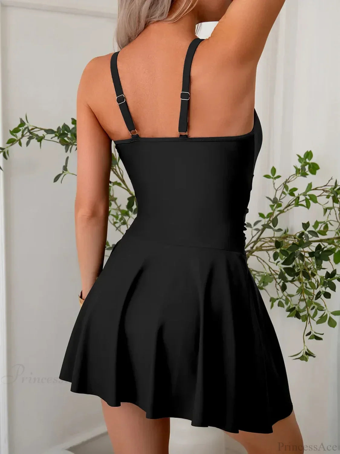 Black Mesh Patchwork One Piece Swimsuit image 6