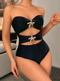 Black Metal Starfish Bandeau One Piece image 1