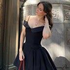 Black Off Shoulder Backless A-Line Mini Dress image 5