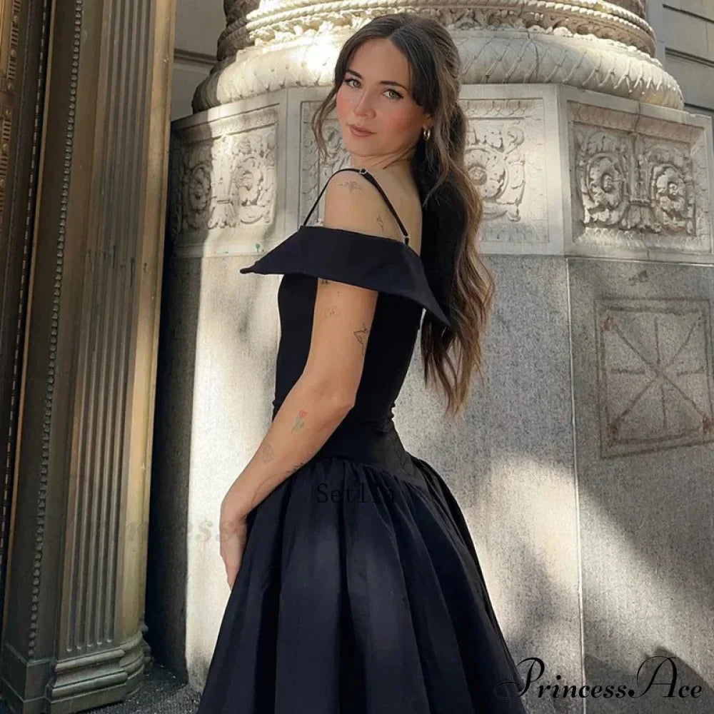 Black Off Shoulder Backless A-Line Mini Dress image 6