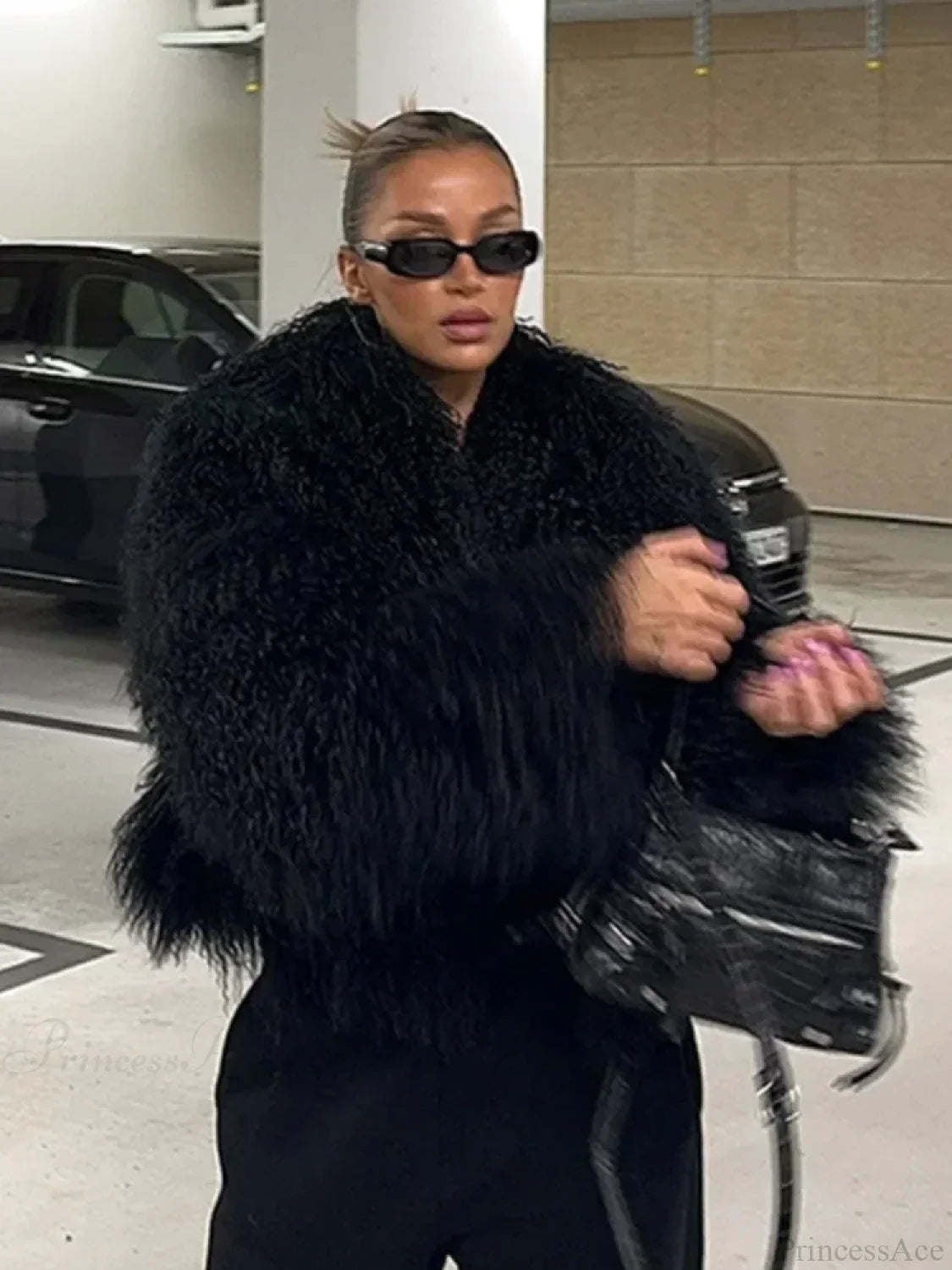 Black Oversized Fluffy Winter Coat image 1