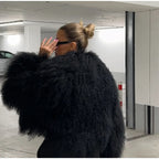 Black Oversized Fluffy Winter Coat image 3