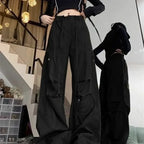 Black Parachute Cargo Pants Y2K Pants image 2