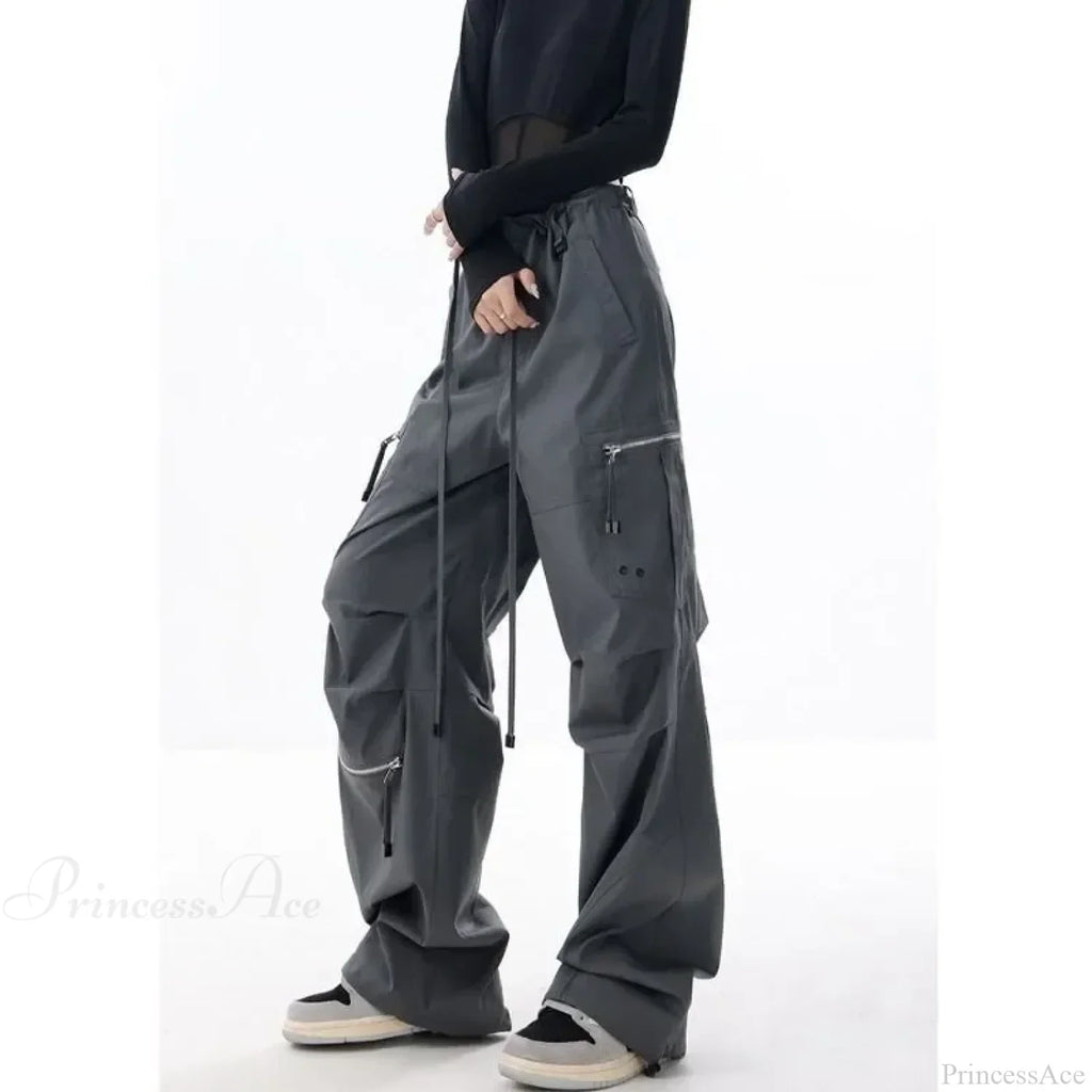 Black Parachute Cargo Pants Y2K Pants image 6