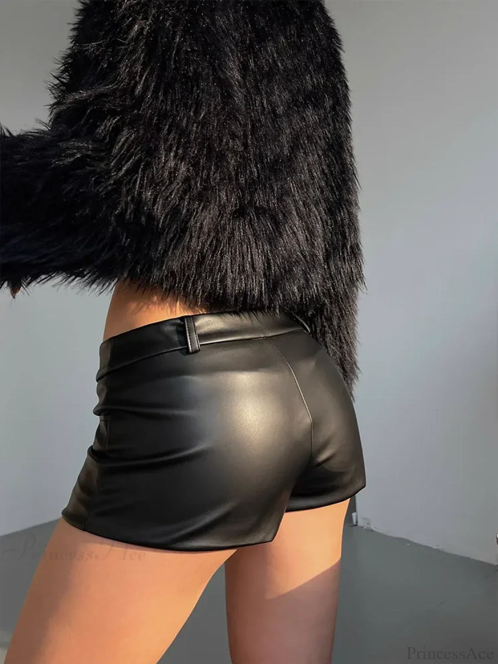 Black PU High Waist Short image 4