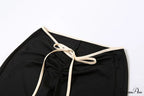 Black Ribbon Tie-Up Top Graceful And Pants Two Piece Set image 14