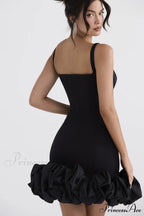Black Ruffle Stylish Hem Dress image 8