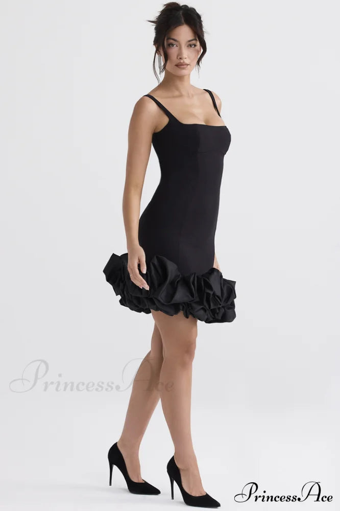 Black Ruffle Stylish Hem Dress image 10