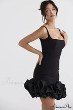 Black Ruffle Stylish Hem Dress image 7