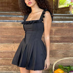 Black Ruffles A-line Vacation Dress image 2