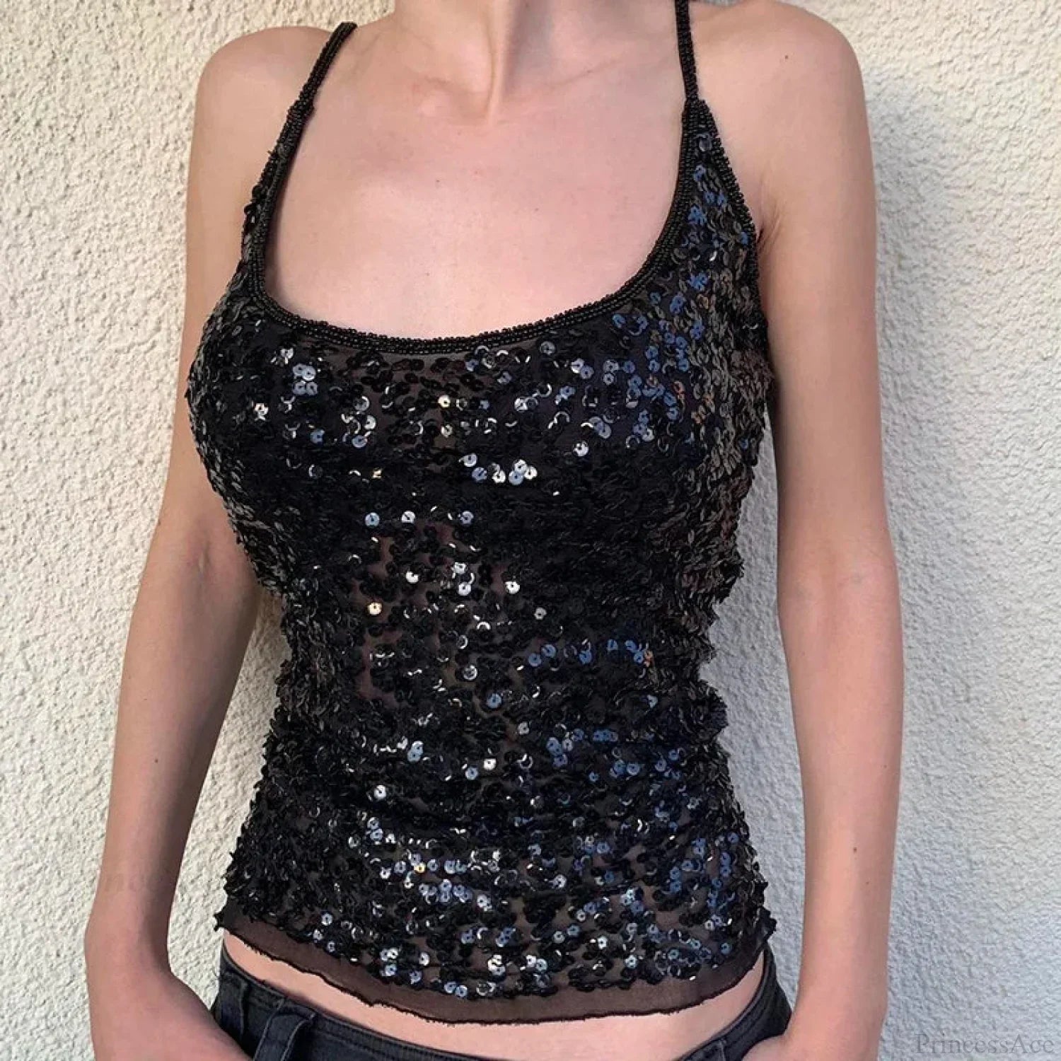 Black Sheer Crop Top image 1