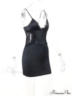 Black Side Lace Charming Design Mini Dress image 6