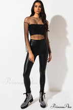 Black Stone Stylish Mesh Crop Top image 5