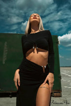 Black Stretch Stylish Cady Maxi Dress image 2