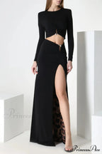 Black Stretch Stylish Cady Maxi Dress image 4