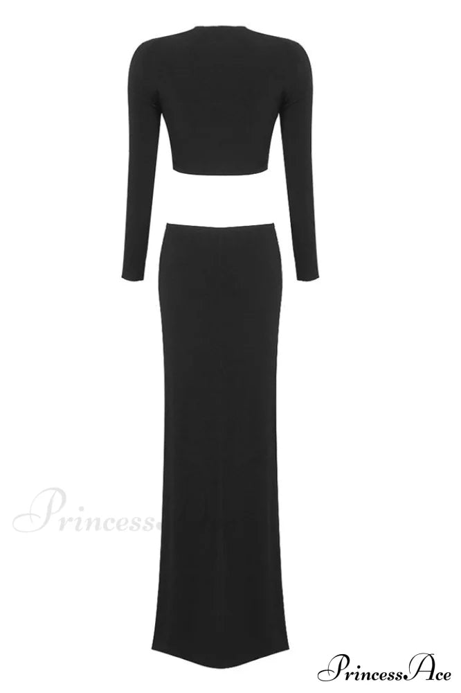 Black Stretch Stylish Cady Maxi Dress image 14