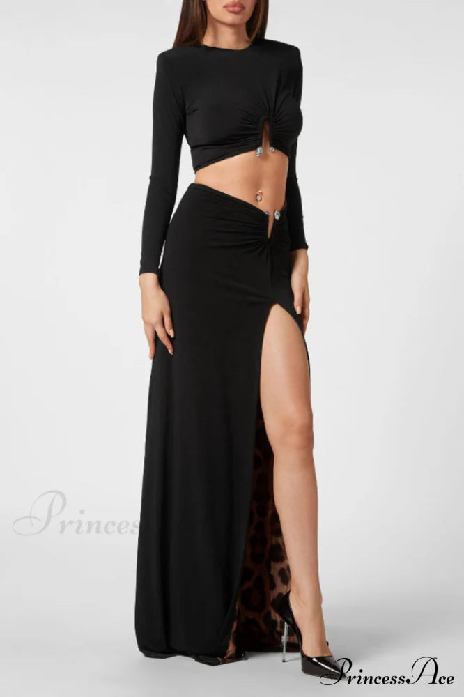 Black Stretch Stylish Cady Maxi Dress image 3