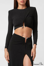 Black Stretch Stylish Cady Maxi Dress image 5