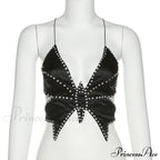 Black Stud Stylish Butterfly Crop Top image 11