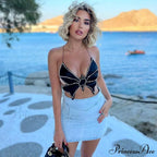 Black Stud Stylish Butterfly Crop Top image 2