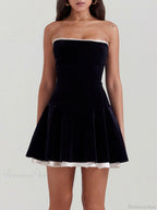 Black Velvet Stylish Strapless Mini Dress image 3