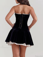 Black Velvet Stylish Strapless Mini Dress image 7
