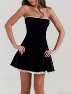 Black Velvet Stylish Strapless Mini Dress image 1