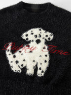 Black White Contrast Dalmatian Embroidered Sweater image 4