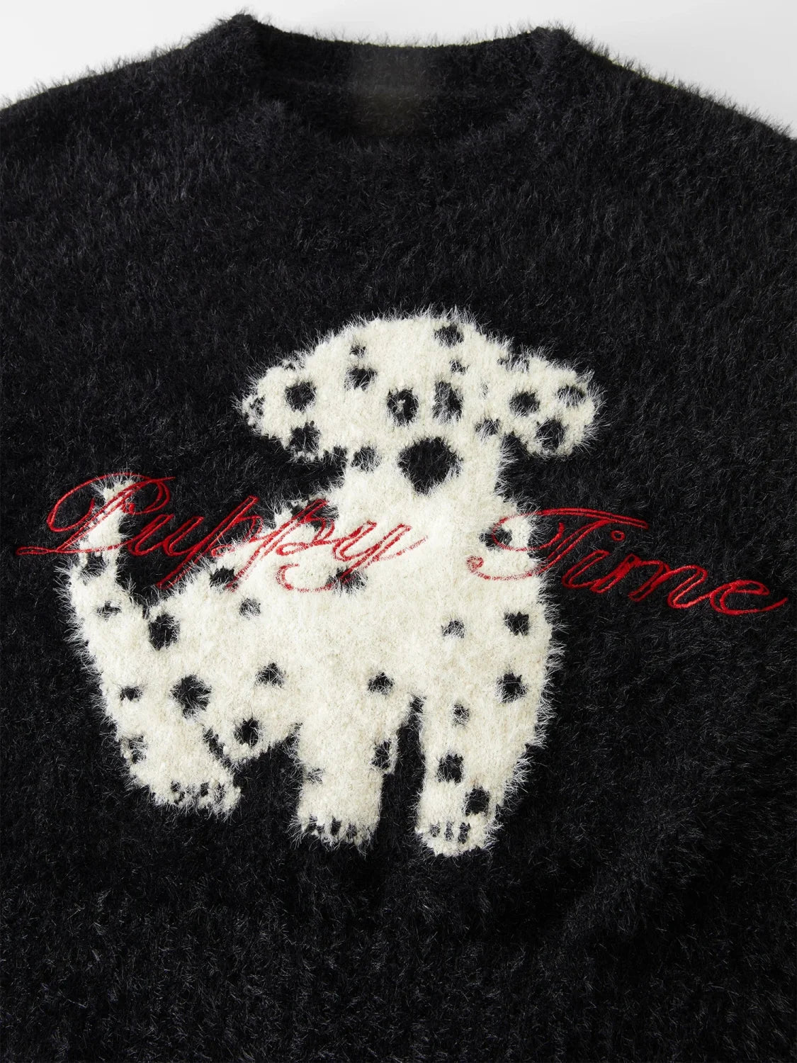 Black White Contrast Dalmatian Embroidered Sweater image 4