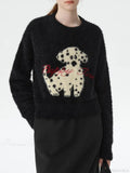 Black White Contrast Dalmatian Embroidered Sweater image 1