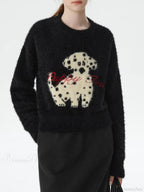 Black White Contrast Dalmatian Embroidered Sweater image 1