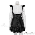 Black-White Contrast Long-Sleeve Skirt Suit image 5