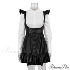Black-White Contrast Long-Sleeve Skirt Suit image 5