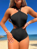 Black White Hollow Out One Piece image 4