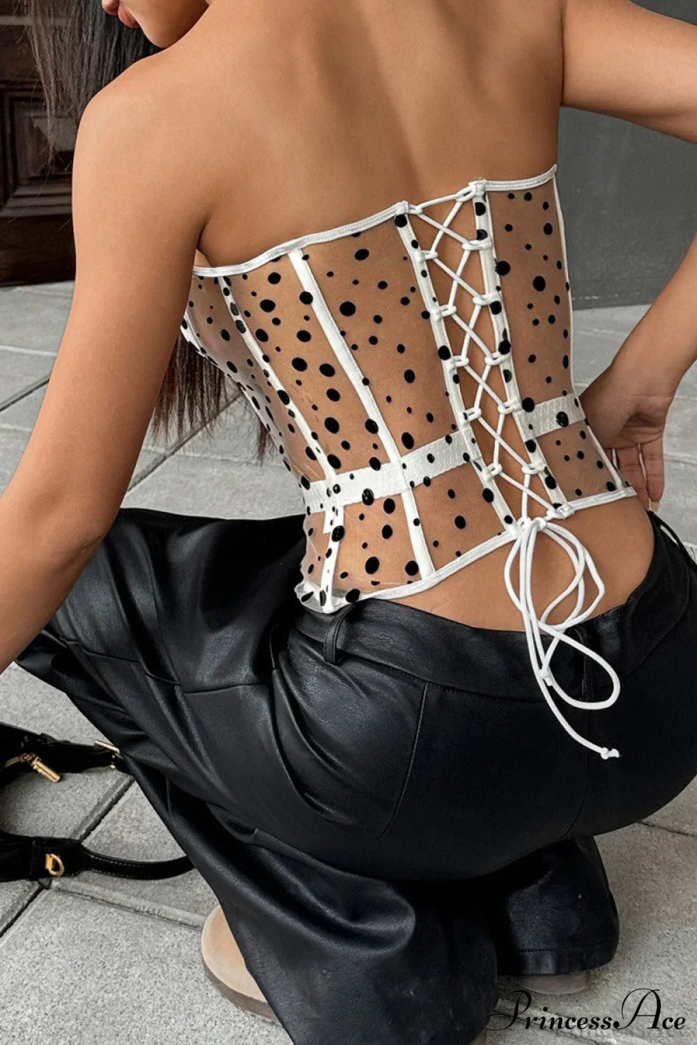 Black White Polka Dot Bustier Corset image 3