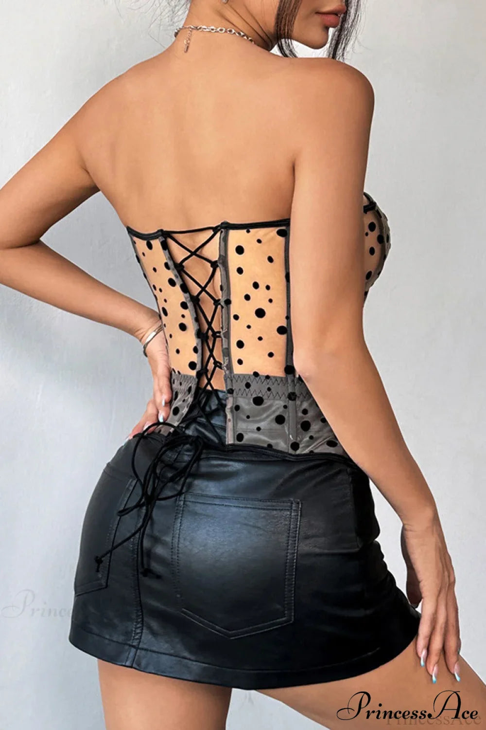 Black White Polka Dot Bustier Corset image 5