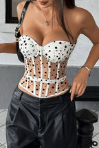 Black White Polka Dot Bustier Corset image 1