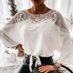 Blouse Embroidery Vintage Lace Elegant Top Women Blouse Crochet Autumn White Blusa Ladies 12459 image 5