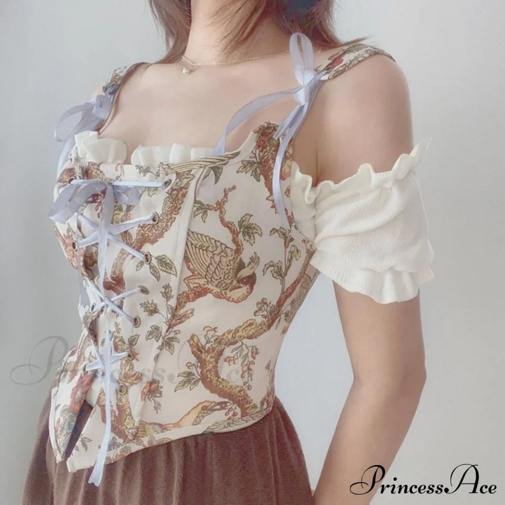 Blouse High Flowered Street Halter Vintage Top Design Women Designer for - Party Corset - Clubwear image 1